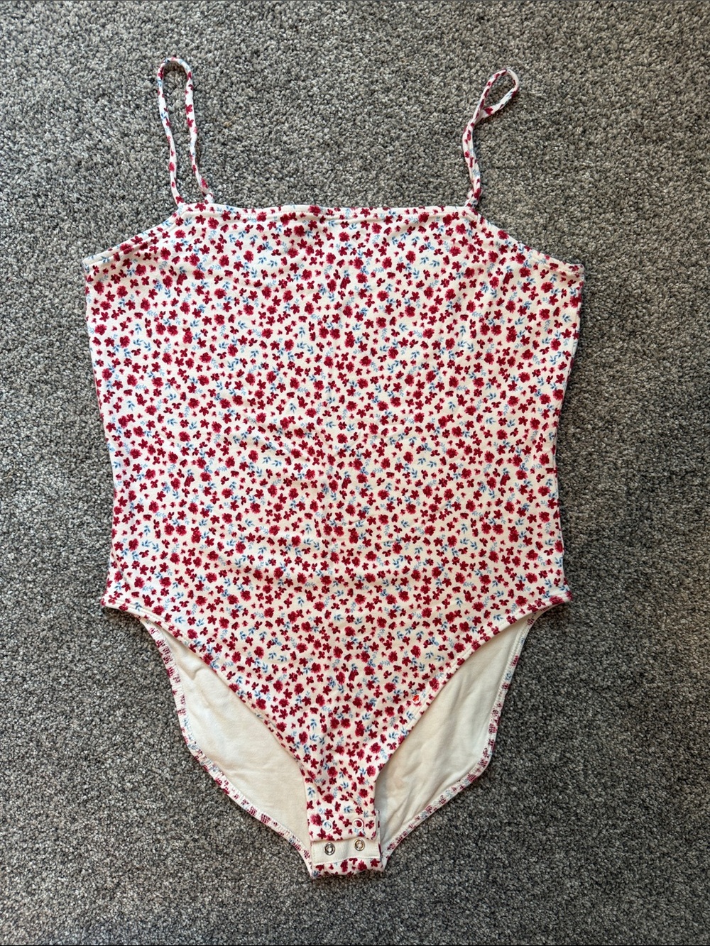 Old Navy White Bodysuit with Red Floral Print